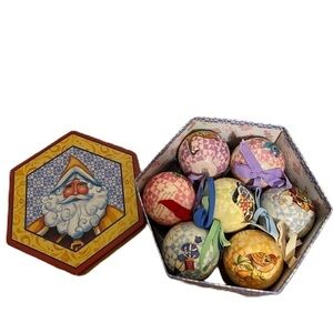 Vintage Jim Shore 12 Days of Christmas Ball Ornament Set Holiday Colorful